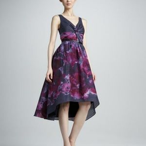 Neiman Marcus Elegant High Low Dress in Purple Floral